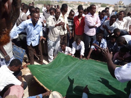 Burial ceremony of late Hassan Fanstastic at Baqdaad Village, outskirts of Mogadishu. Hassan was the Director of local Radio and Television  Shabelle. He became the Shabelle Director killed since 2007. He was Murdered on Saturday 28 January, 2012 near his home in Wadajir district.