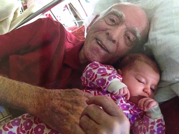 The author’s father, John T. Harrington, with one of his great-grandchildren, Libby M. Myers. 